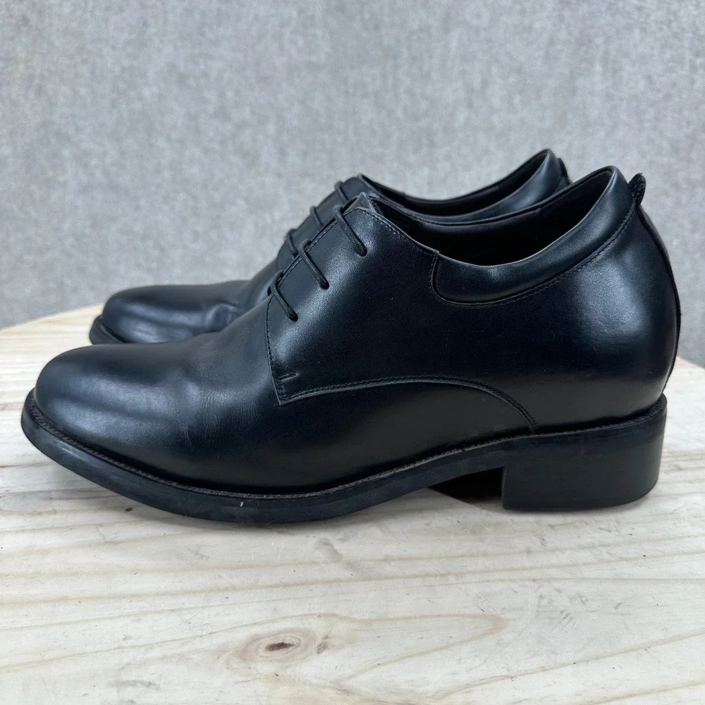 Calden Mens Black Leather Elevator Dress Shoes K3312 US 12 Height Increasing